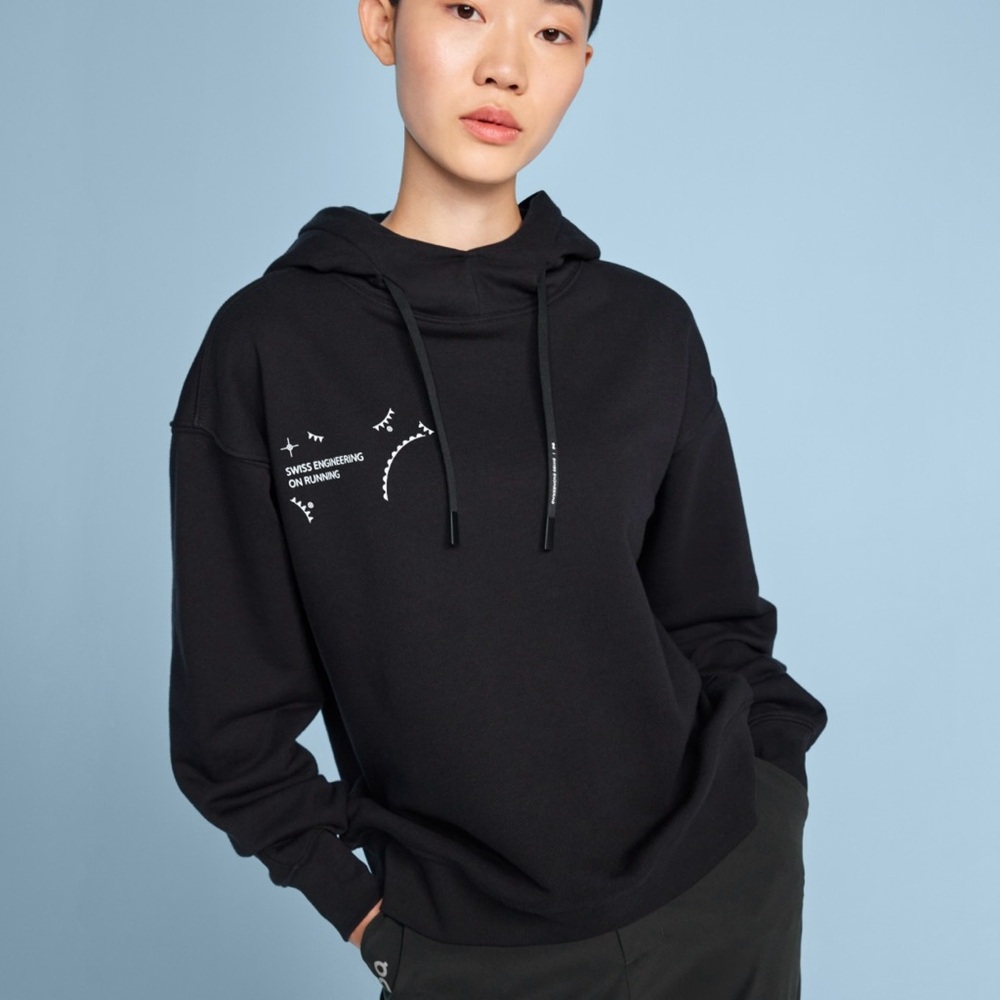 Black Hoodie with White Accents